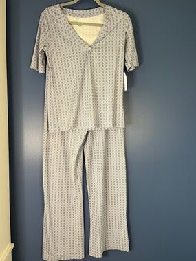 Pajamagram 2-pc pajama set, pale blue & white print, women small, BUTTERY soft.